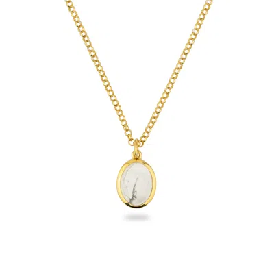 Phira London Women's Gold White Howlite Oval Pendant