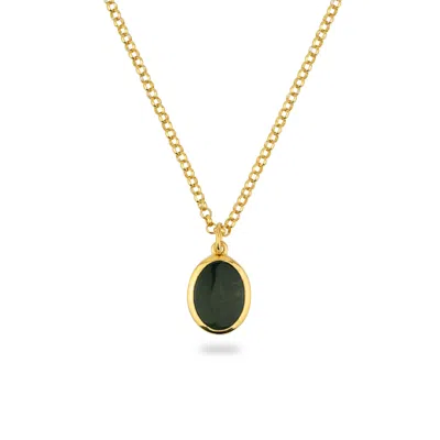 Phira London Women's Green / Red Gold Green Bloodstone Oval Pendant In Multi