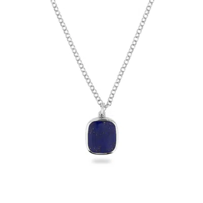 Phira London Women's Silver / Blue Silver Lapis Lazuli Square Pendant In Multi