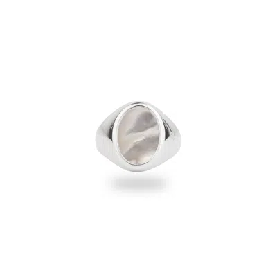 Phira London Women's Silver Jamestown Mother Of Pearl Oval Stone Ring In Gray