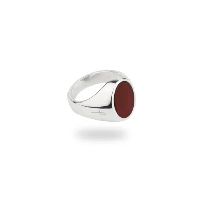 Phira London Women's Silver / Red Silver Carnelian Oval Signet Ring In Multi