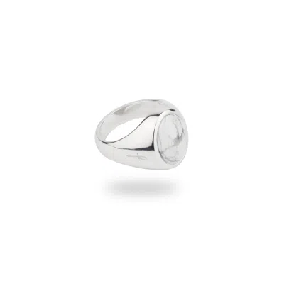 Phira London Women's White / Silver Silver White Howlite Oval Signet Ring In Multi