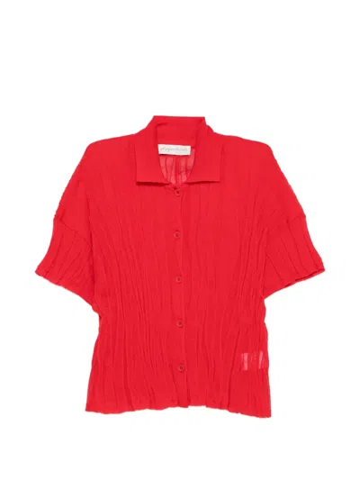 Phisique Du Role Buttoned Short-sleeve Cardigan In Red
