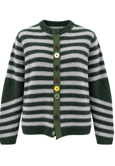 Phisique Du Role Cardigan Striped  Green And Grey In Multi