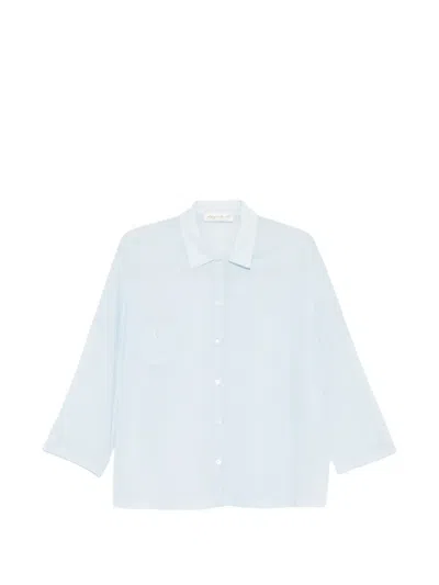 Phisique Du Role Loose-fit Cotton Muslin Shirt With Classic Collar In Blue