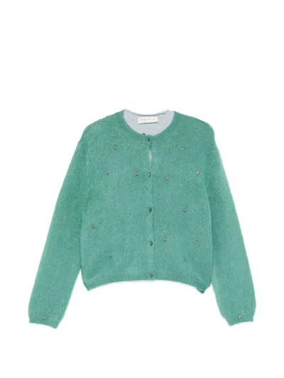 Phisique Du Role Crystal-embellished Mohair Cardigan Set Of Two In Green