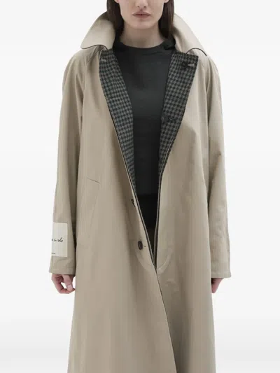 Phisique Du Role Houndstooth-pattern Reversible Coat In Neutral