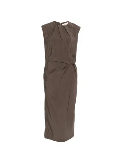 Phisique Du Role Knotted Draped Midi Dress In Brown