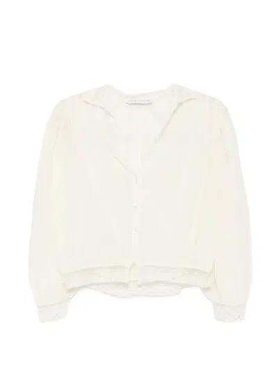 Phisique Du Role Lace-trim Pleated Shirt In White