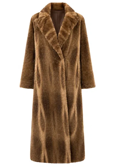 Phisique Du Role Long Coat  Eco-fur In Brown