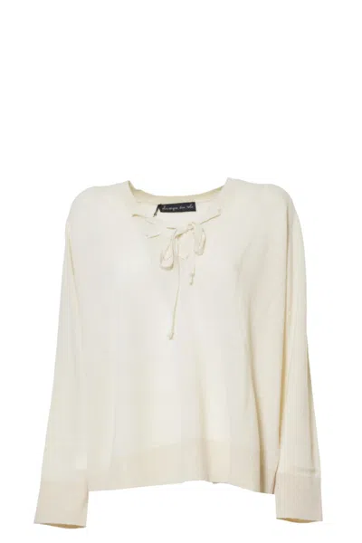 PHISIQUE DU ROLE PHISIQUE DU ROLE LUXE V-NECK PULLOVER WITH ADJUSTABLE BOW DETAIL