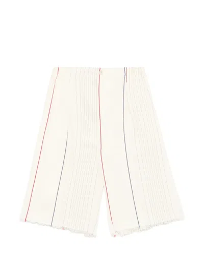 Phisique Du Role Pinstripe Frayed-hem Shorts In Neutral