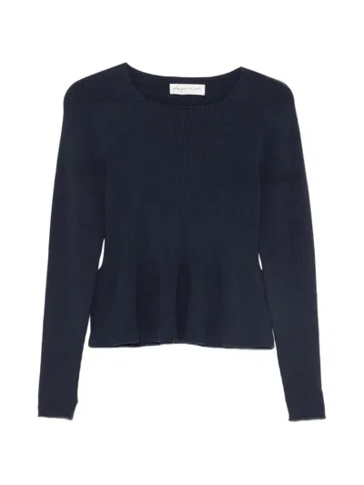 Phisique Du Role Ribbed Peplum Sweater In Blue