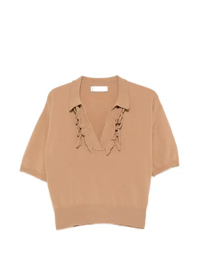 Phisique Du Role Ruffle-trimmed Polo Shirt In Neutral