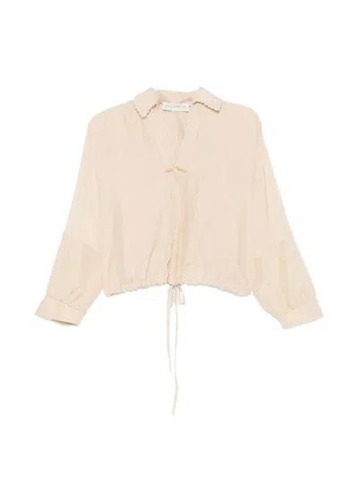 Phisique Du Role Scalloped-edge Drawstring Shirt In Neutral