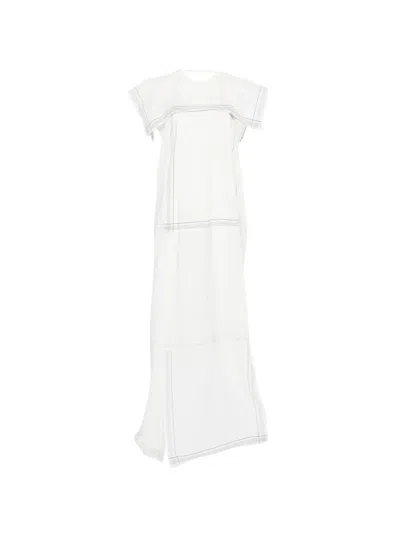 Phisique Du Role 스퀘어 넥 스트라이프 맥시 드레스 In White