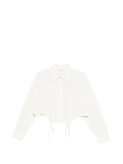 Phisique Du Role Striped Tie-detail Shirt In White