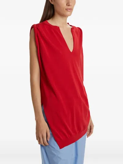 Phisique Du Role V-neck Sleeveless Top In Red