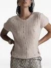 Pho® Firenze Embellished Cable-knit Top In Neutral