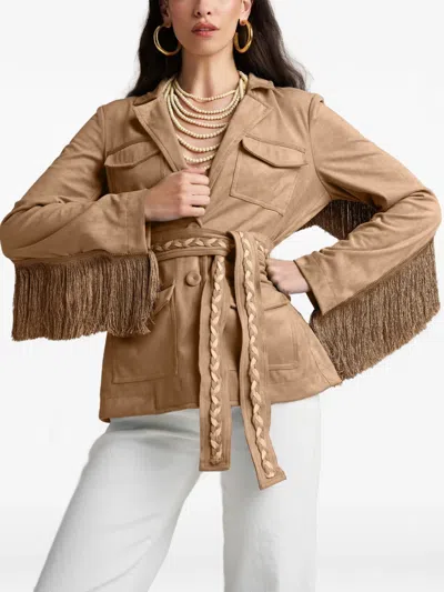 Pho® Firenze Fringed Belted Jacket In Brown