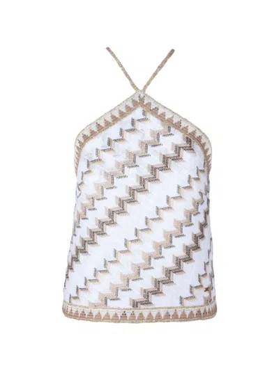 Pho® Firenze Geometric-print Halterneck Top In White