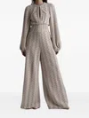 Pho® Firenze Herringbone-pattern Puff-sleeve Jumpsuit In Gray