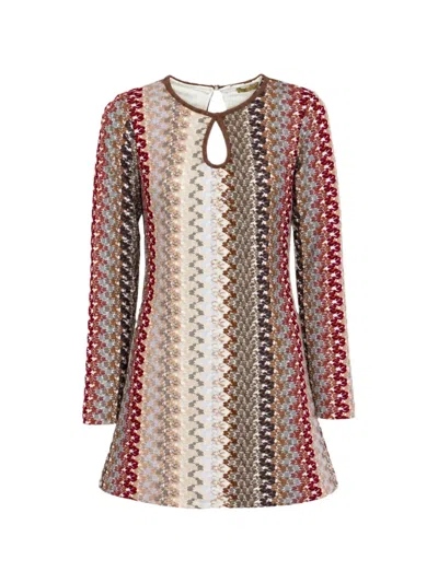 Pho® Firenze Jacquard-knit Zigzag Mini Dress In Multi