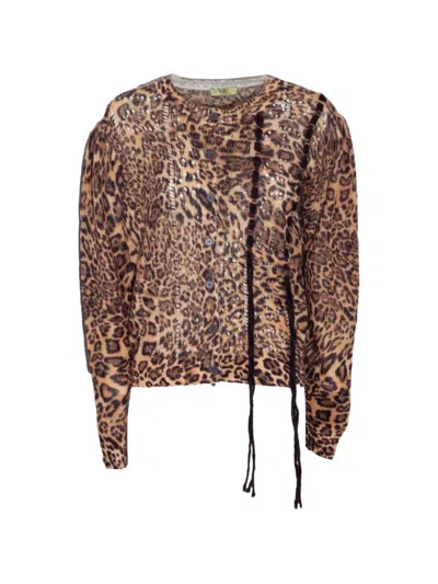 Pho® Firenze Leopard-print Fringed Cardigan In Brown