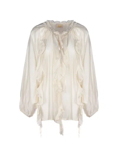 Pho® Firenze Ruffled Gathered Blouse In White