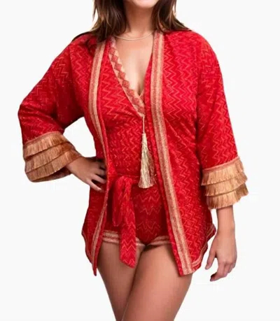 Pho® Firenze Short Knit Kimono In Fire In Multi
