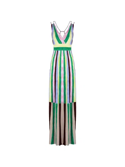 Pho® Firenze Striped V-neck Dress In Multi