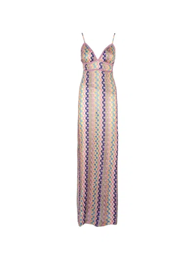 Pho® Firenze Wave-pattern V-neck Dress In Multi