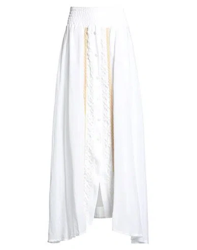 Pho® Firenze Pho Firenze Woman Maxi Skirt White Size L Ramie