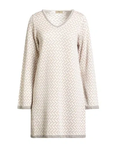 Pho® Firenze Pho Firenze Woman Mini Dress Beige Size M Acrylic, Synthetic Fibers, Wool, Metallic Fiber, Alpaca Wo In Neutral