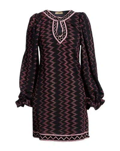 Pho® Firenze Pho Firenze Woman Mini Dress Black Size L Cotton, Polyester, Viscose, Metallic Fiber, Polyamide