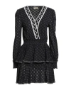 Pho® Firenze Pho Firenze Woman Mini Dress Black Size S Cotton, Polyester, Lurex In Black