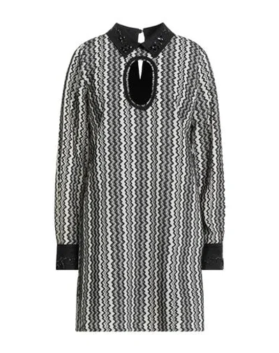 Pho® Firenze Pho Firenze Woman Mini Dress Black Size Xl Cotton, Polyester In Animal Print