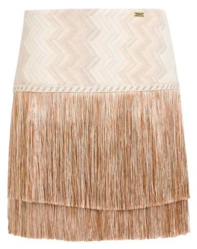Pho® Firenze Pho Firenze Woman Mini Skirt Beige Size M Cotton, Polyester, Viscose, Lurex