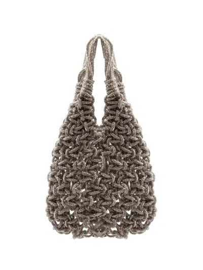 Pho® Firenze Woven Mesh Tote Bag In Silver