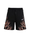 Phobia Archive Black Shorts With Orange Embroidery Lightning Man Shorts & Bermuda Shorts Black Size In Black