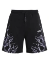 Phobia Archive Black Shorts With Purple Embroidery Lightning Man Shorts & Bermuda Shorts Black Size In Black