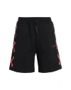 Phobia Archive Black Shorts With Red Cross Bones Man Shorts & Bermuda Shorts Black Size L Cotton In Black