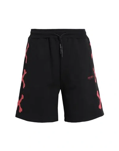Phobia Archive Black Shorts With Red Cross Bones Man Shorts & Bermuda Shorts Black Size L Cotton