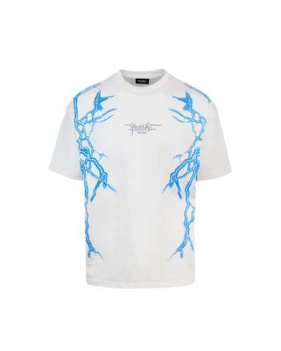 Phobia Archive T-shirt Lightning Light Blue In White