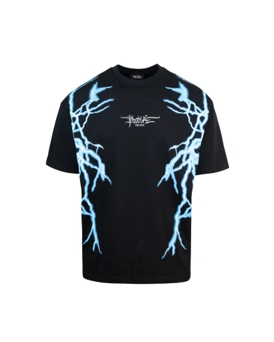 Phobia Archive T-shirt Nera Lightning Azzurro In Black