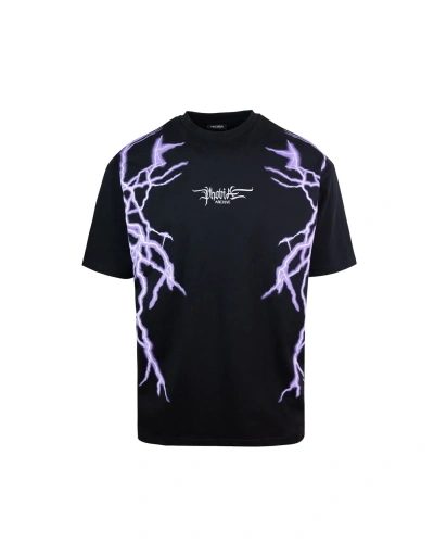 Phobia Archive T-shirt Nera Lightning Viola In Black