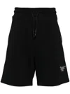 Phobia Embroidered Gothic Logo Cotton Shorts In Black