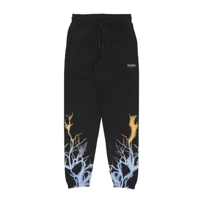 Phobia Lightweight Men's Tracksuit Pants Bicolor Lightning Print Pants Black