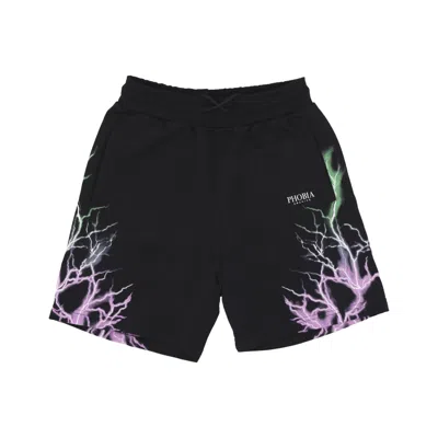 Phobia Lightweight Men's Tracksuit Pants Bicolor Lightning Print Shorts Black