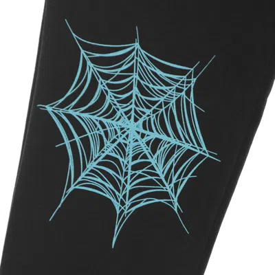 Phobia Lightweight Men's Tracksuit Pants Light Blue Cobweb Print Pants In Black/light Blue